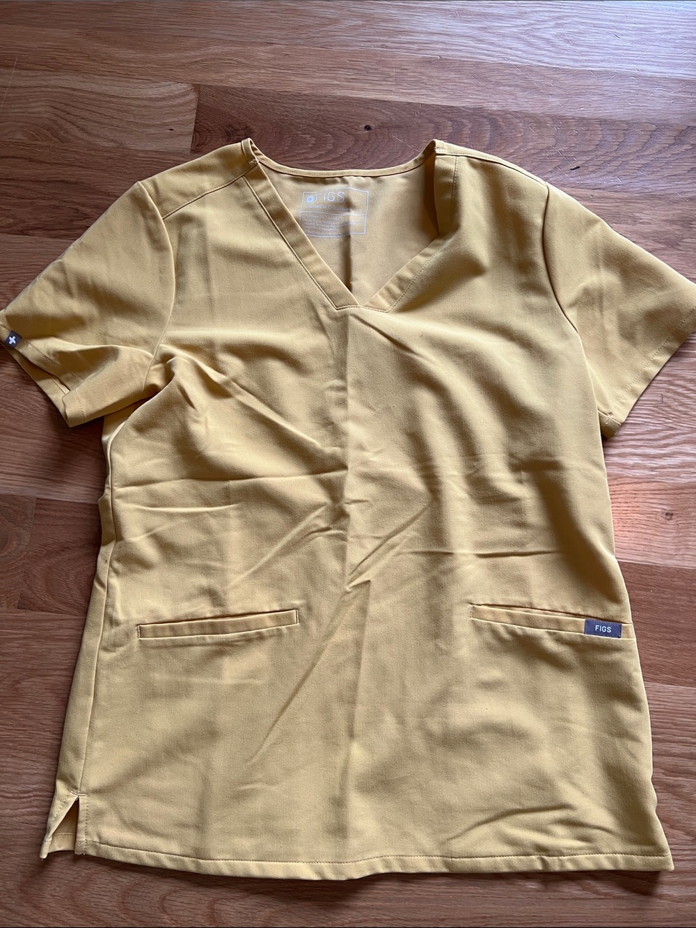 Figs Women's V-Neck Scrub Top in light gold